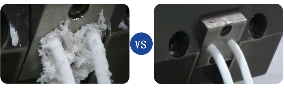 硅酮助劑-?？诜e聚物減少效果對比圖